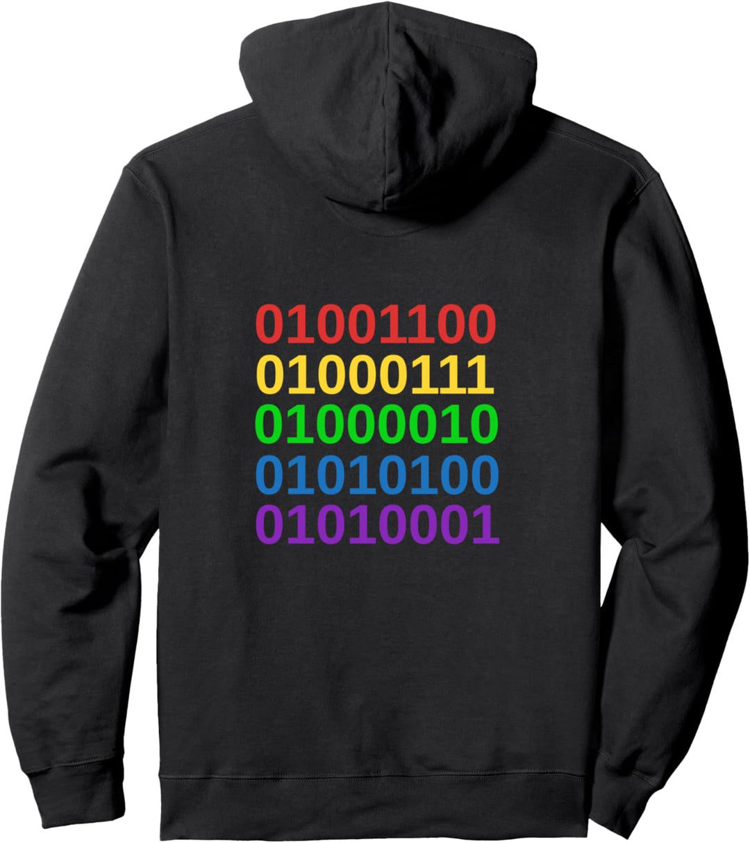 LGBTQ Binärcode Rainbow Gay Pride Pullover Hoodie