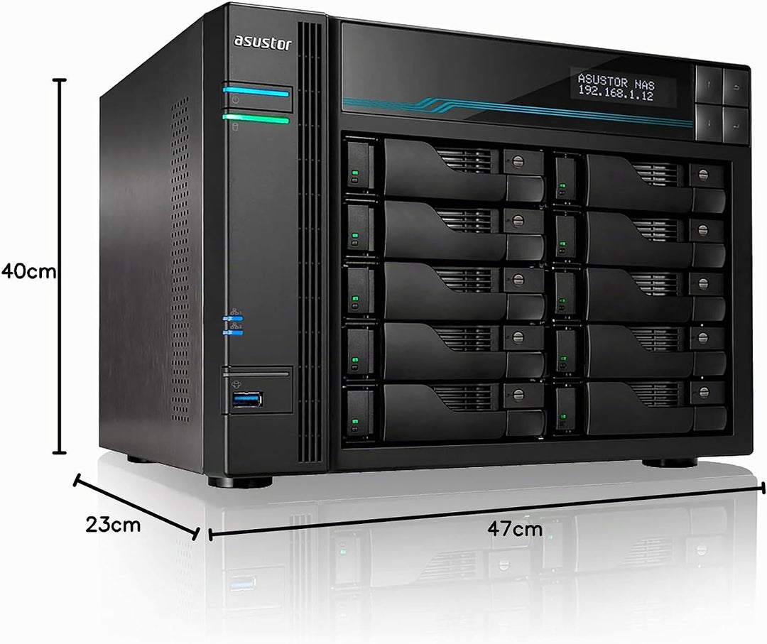 Asustor Lockerstor 10 Pro AS7110T 10 Bay NAS - Netzwerkspeicher Gehäuse, Quad Core 3.4GHz CPU, 8GB R