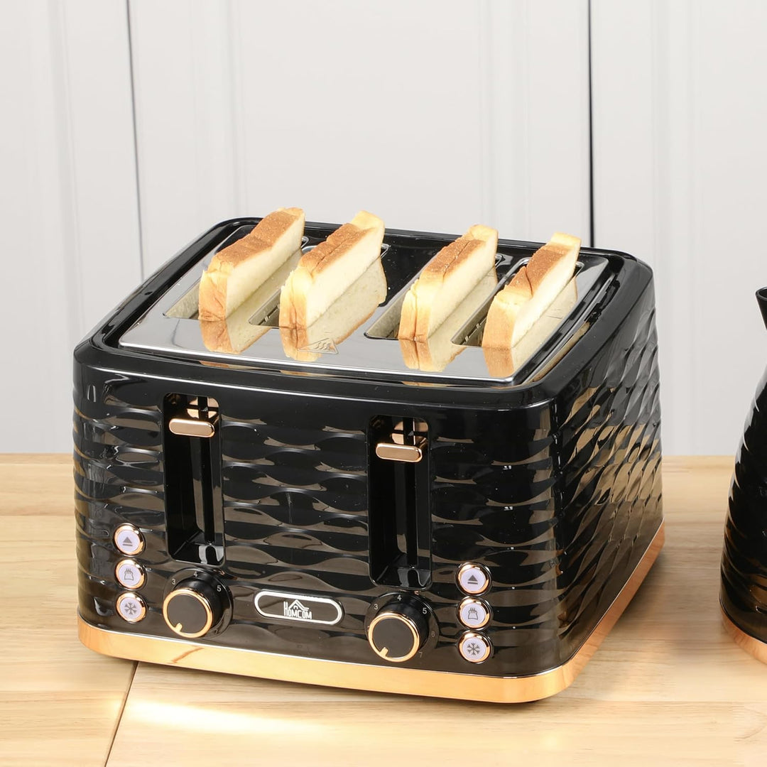 HOMCOM Toaster 4 Scheiben 4 Schlitze mit 7 Bräunungsstufen, Abschaltautomatik, Krümelschublade Stahl