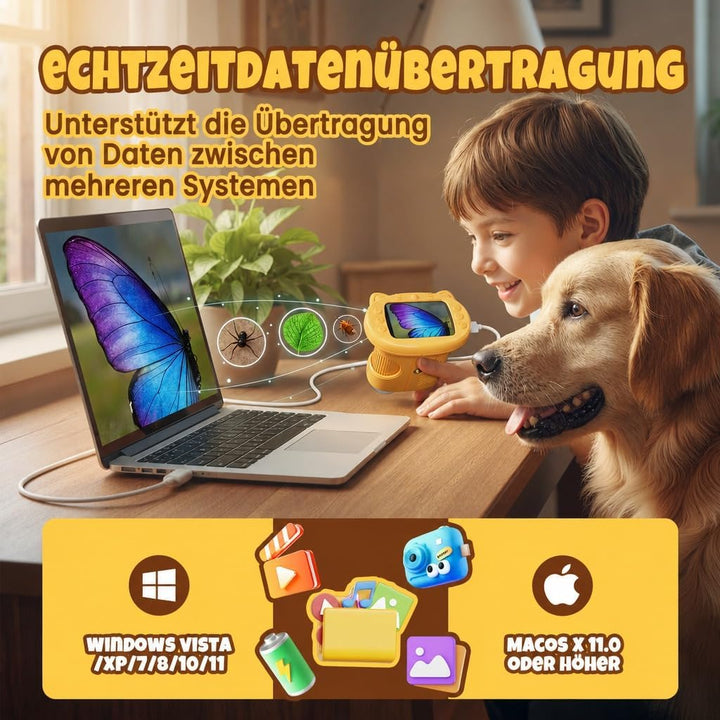 Digitales Mikroskop für Kinder, 1000X 4K HD 2,4" IPS Bildschirm | Elektronische Lupe mit 8 LED,Foto