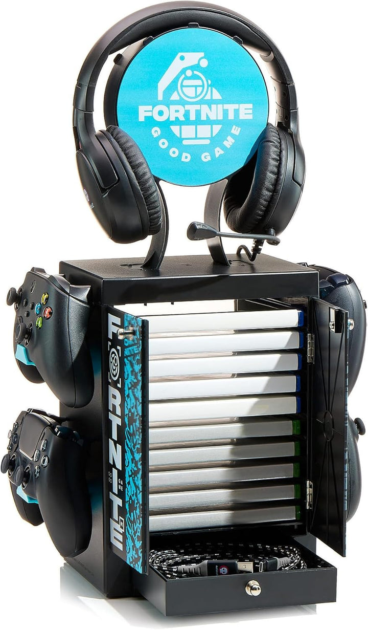 Numskull Offizieller Fortnite Good Game Gaming-Locker & Aufbewahrungsständer – Platz für 10 Spiele/D