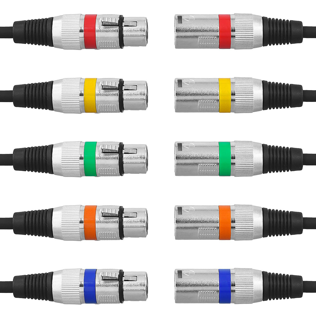 QWORK® 5 Stück 5M XLR Kabel, 3-pin XLR Mikrofonkabel Stecker auf Buchse, Störungsfreies XLR-Kabel, f