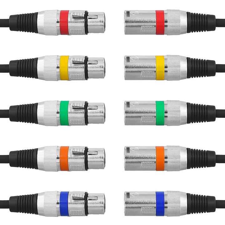 QWORK® 5 Stück 5M XLR Kabel, 3-pin XLR Mikrofonkabel Stecker auf Buchse, Störungsfreies XLR-Kabel, f