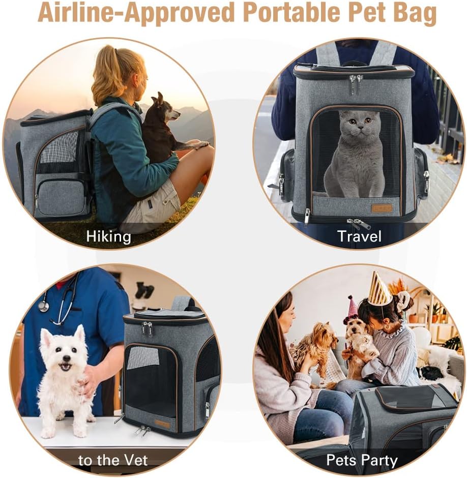 Lekesky Gross Katzenrucksack Hunderucksack für Katzen und Hunde bis 8-10kg, Erweiterbar Faltbare Hau