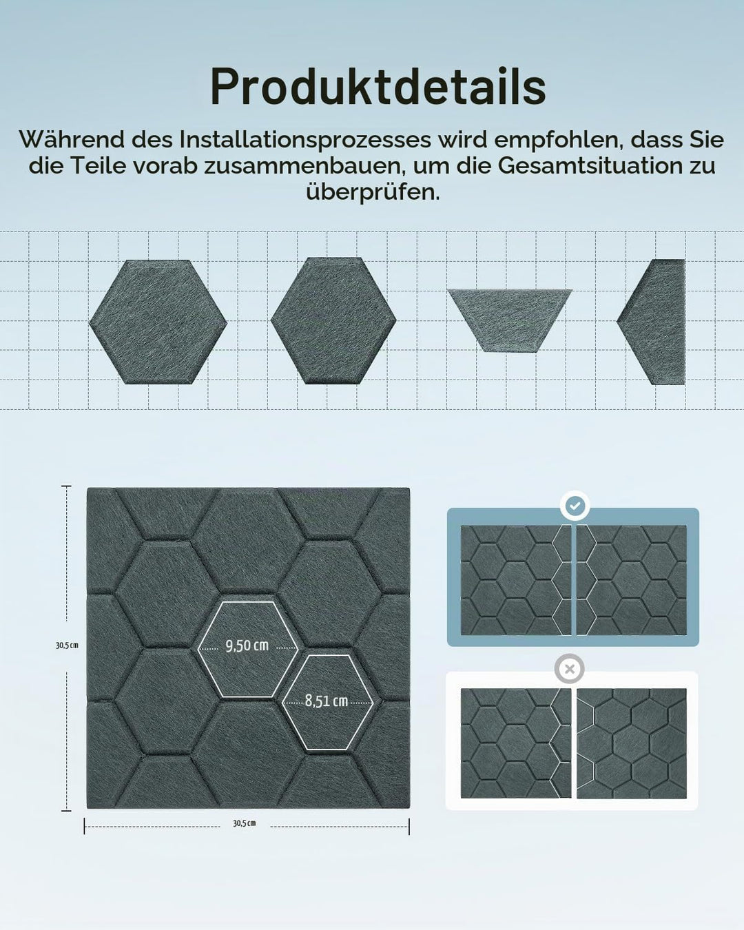 18 Stück Akustikplatten Selbstkleben, Schallabsorber, 30x30x0.9cm, Schalldämmung Wand tür Decken, Ak