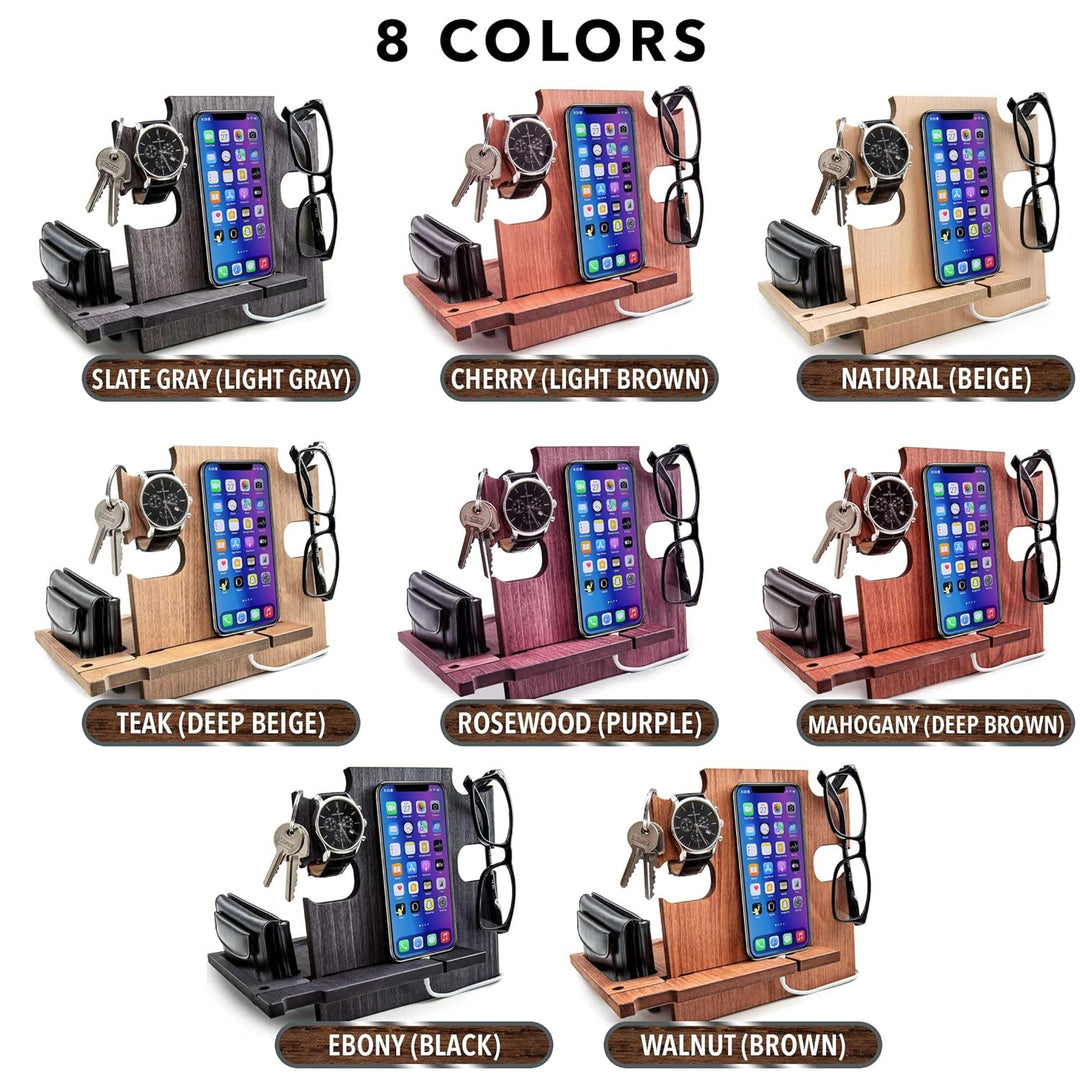 Dockingstation aus Holz, Idee für Männer, Smartphone-Ständer - Nachttischhalter für Ihn, Desk Organi