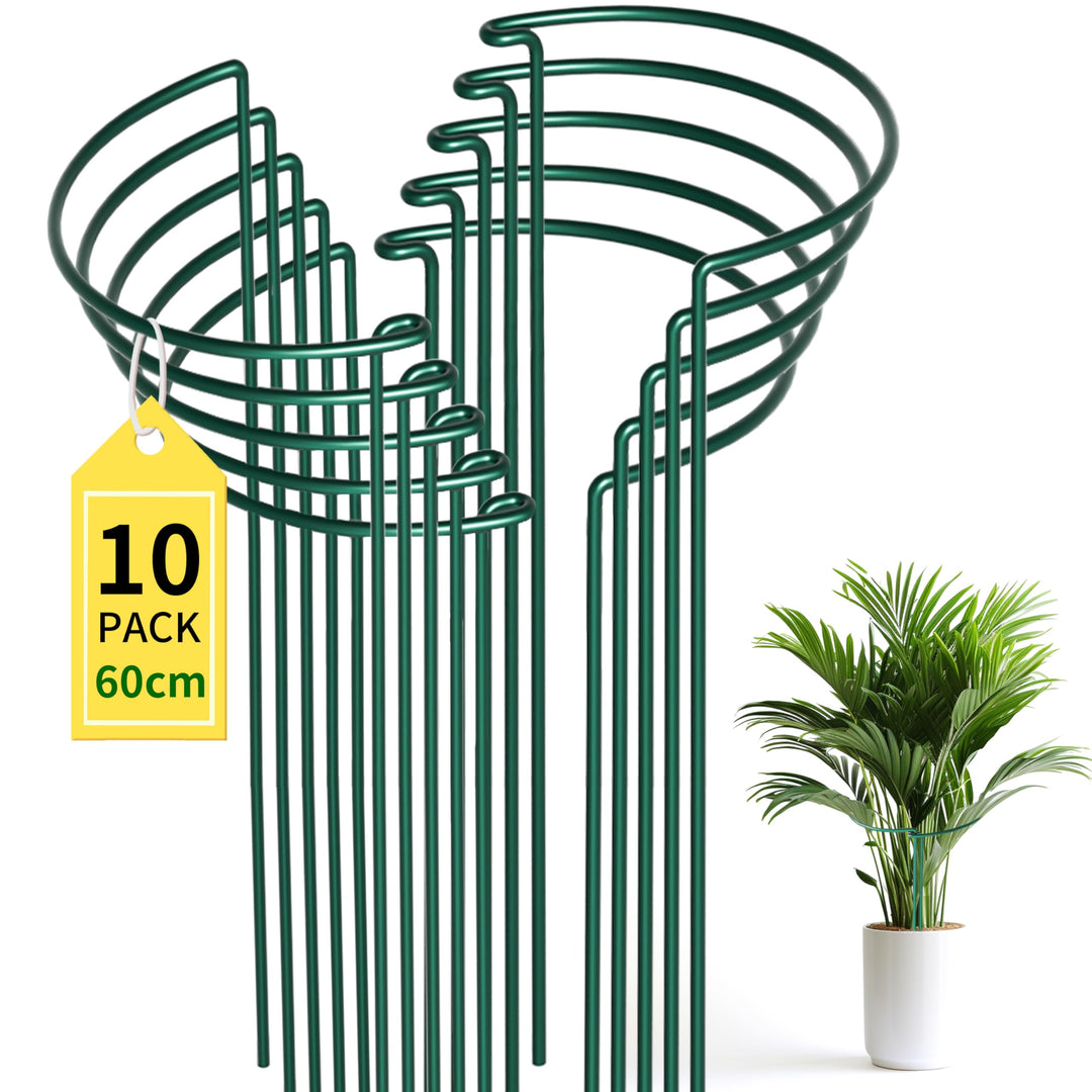 LYFETC 10 Stück Stabile Metall Staudenhalter (25cmØ x 60cm H) – Extra Starke pflanzenstütze für pfin