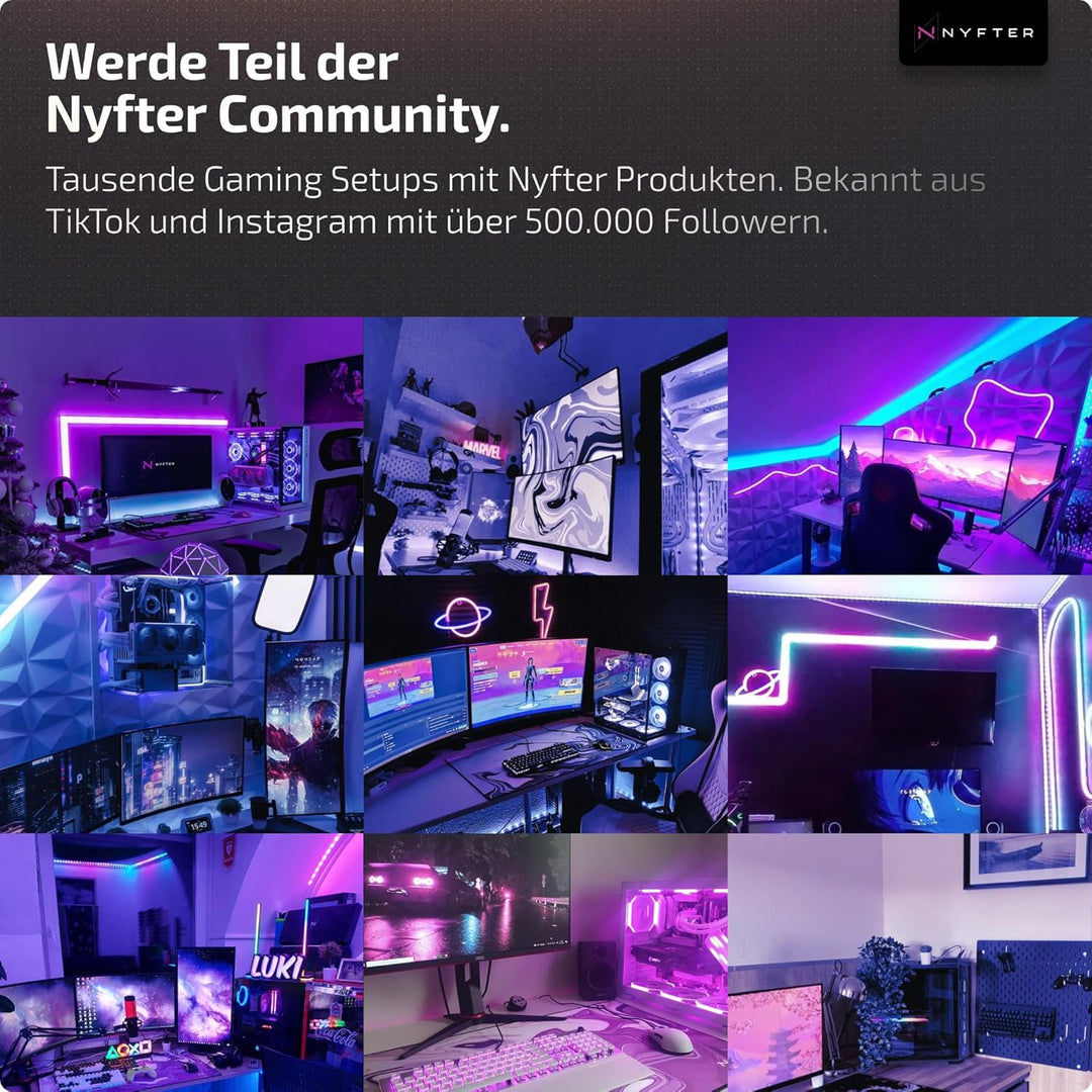 Nyfter Glas Gaming Mauspad 50x50 – Ultra-Präzise Oberfläche, Gehärtetes Glas, Vollsilikon-Anti-Rutsc