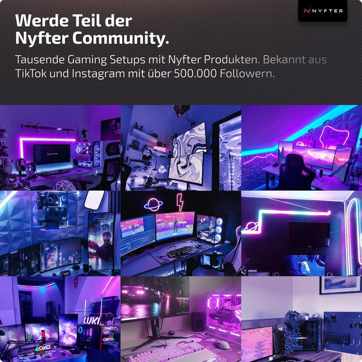 Nyfter Glas Gaming Mauspad 50x50 – Ultra-Präzise Oberfläche, Gehärtetes Glas, Vollsilikon-Anti-Rutsc