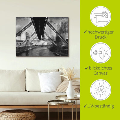 ARTland Leinwandbilder Wandbild Bild auf Leinwand 60 x 45 cm Wanddeko Architektur Wuppertal Skyline