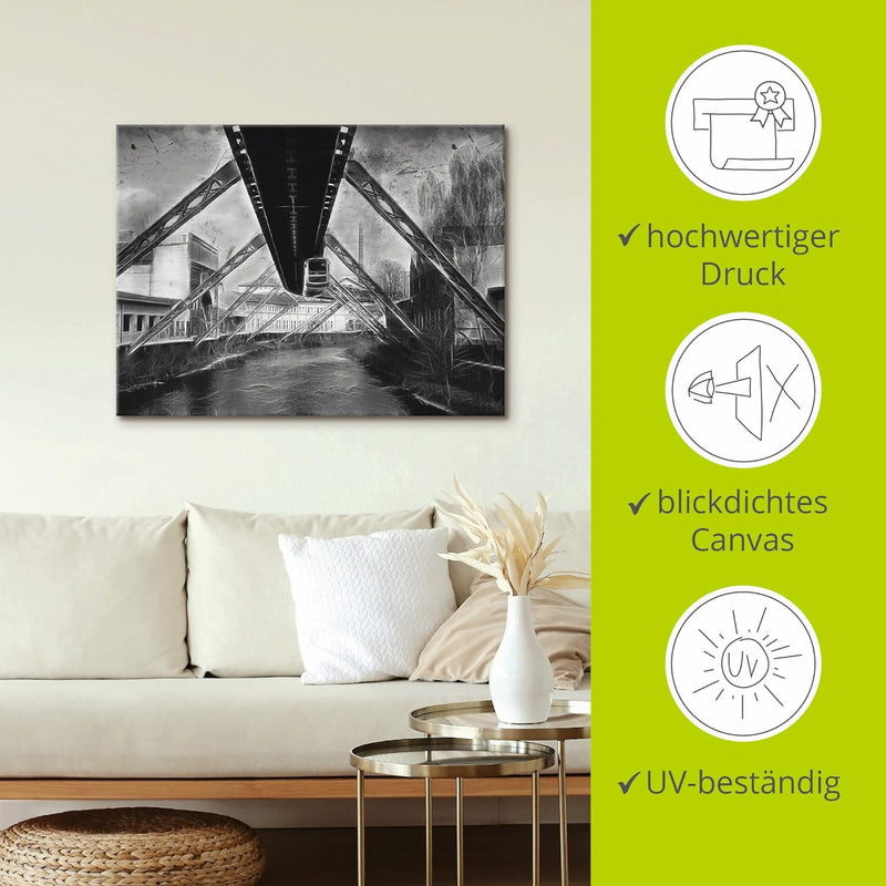 ARTland Leinwandbilder Wandbild Bild auf Leinwand 60 x 45 cm Wanddeko Architektur Wuppertal Skyline