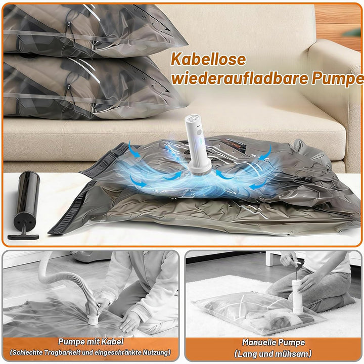 Vakuumbeutel für Kleidung mit Elektrischer Pumpe und Handpumpe,12 Stück (5 klein &amp; 5 Mittelgross &amp; 2