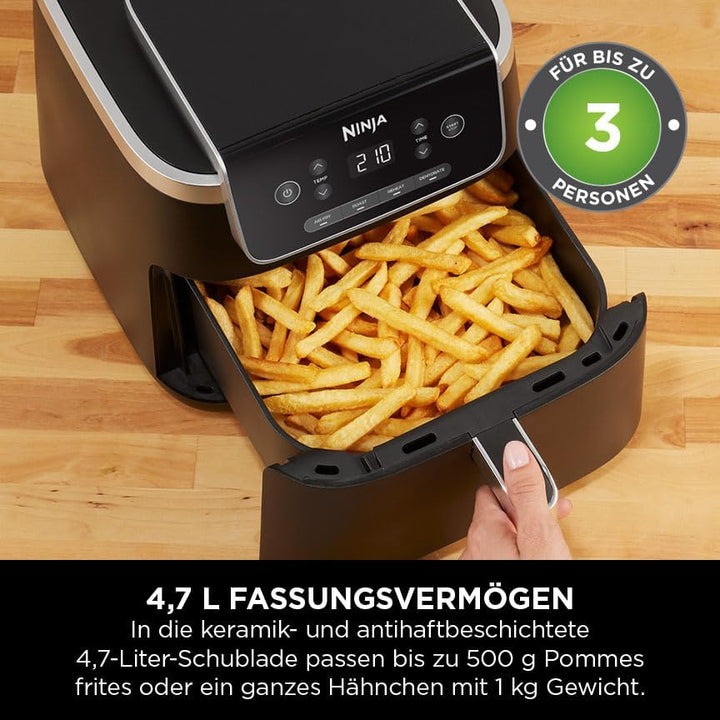 Ninja PRO Air Fryer Heissluftfritteuse, 4,7L Airfryer, Einzelkorb-Heissluftfritteuse, 4-in-1, für 1-