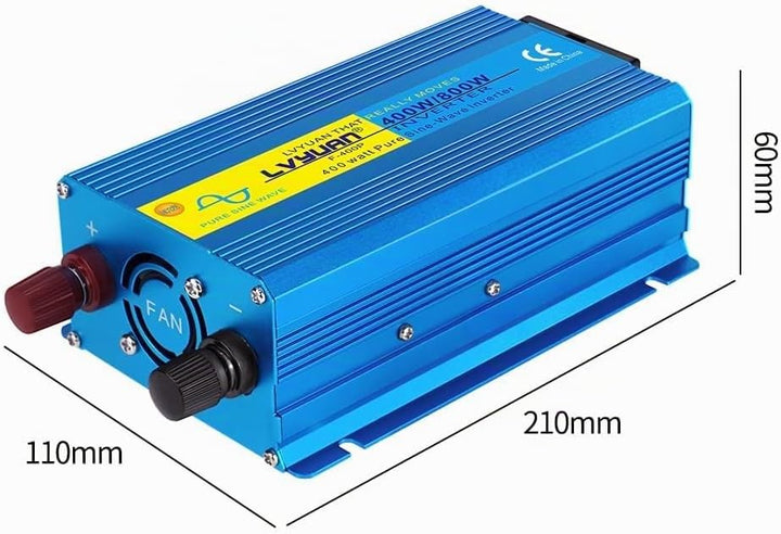 LVYUAN 400W/800W Reiner Sinus-Wechselrichter DC 12V auf 230V AC Spannungswandler mit 1 EU AC Steckdo