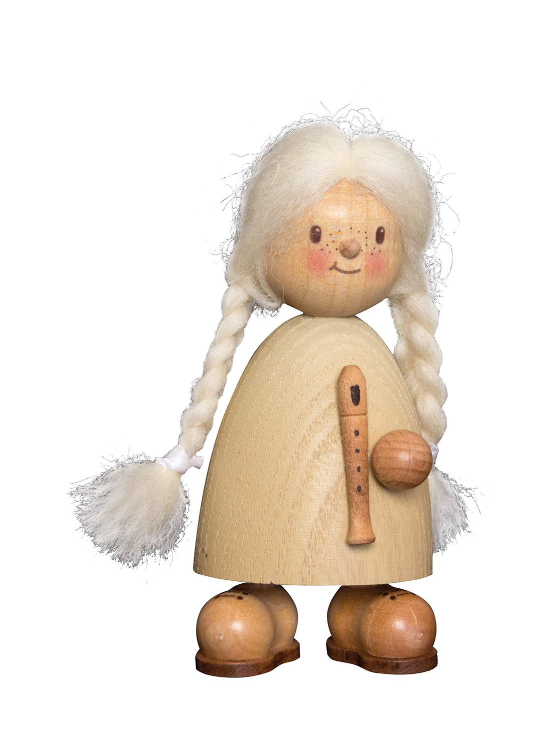 Kuhnert Drechslerei Dekoration/Holzfigur aus Massivholz mit Schafwollfrisur - Finn &amp; Finja - Motiv: