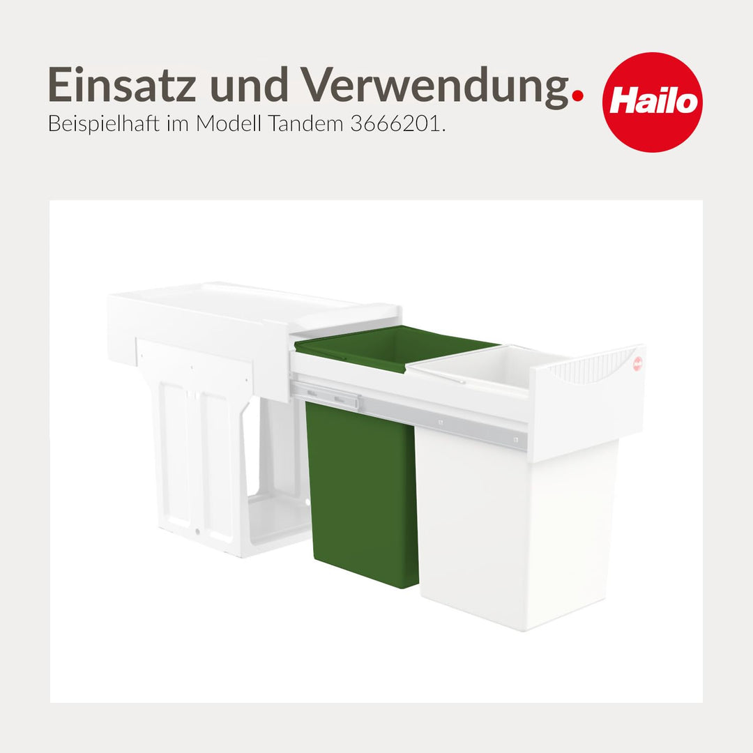 Hailo Inneneimer 15 Liter grün | Ersatzeimer mit Henkel verchromt | passend Abfallsammler | 230 x 22