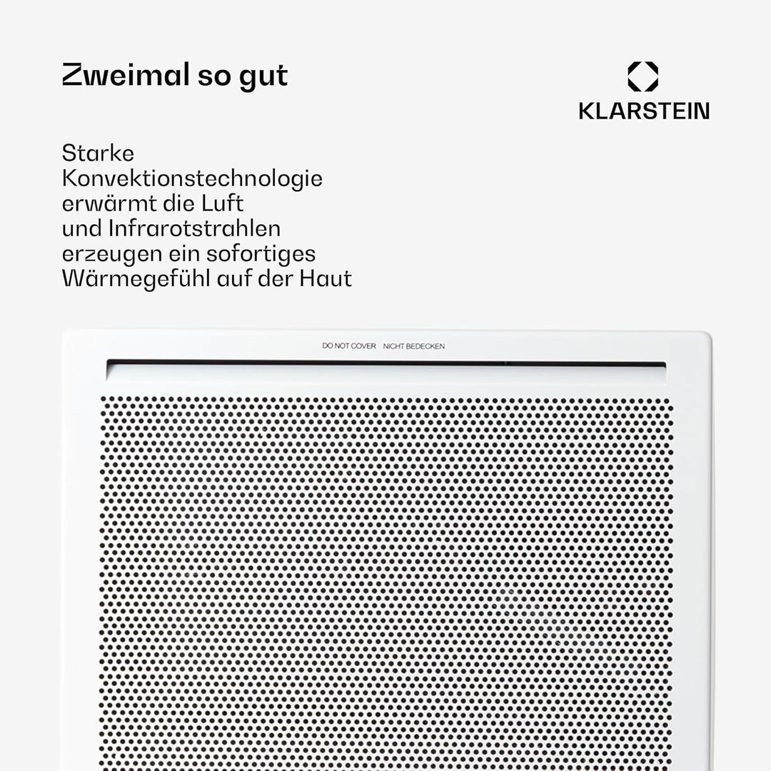 Klarstein Hot Spot Slimcurve Double 2-in-1 Heizgerät - Konvektions- und Infrarotheizung, Überhitzung