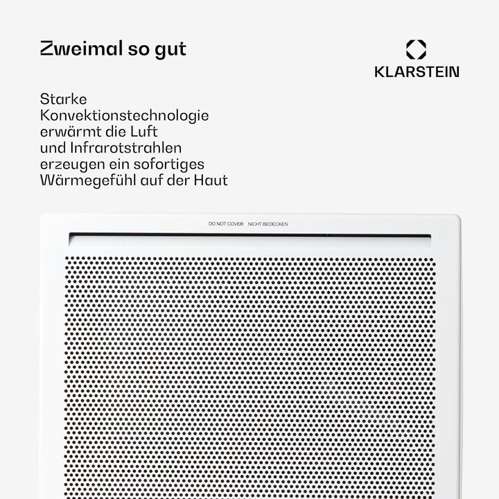 Klarstein Hot Spot Slimcurve Double 2-in-1 Heizgerät - Konvektions- und Infrarotheizung, Überhitzung