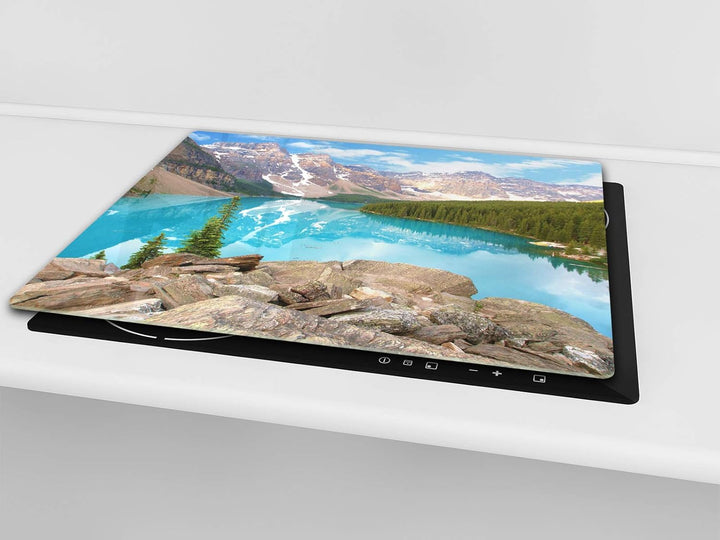 Küchenbrett aus Hartglas und Kochplattenabdeckung SINGLE mit 60 x 52 cm und DOUBLE - zwei Bretter mi