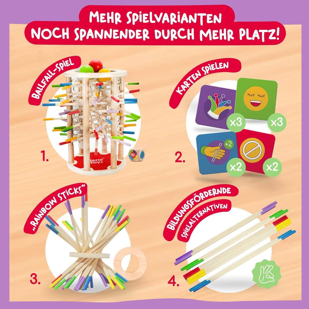 Nene Toys BALLFALL, Montessori Spielzeug ab 3 Jahren - Pädagogisches Brettspiel mit bunten Stäben, W