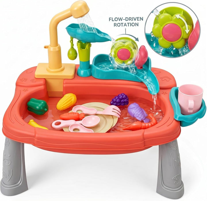 Spielspüle mit fliessendem Wasser, lustiges Baby-Wassertisch, Waschen und Angeln, Rollenspiel-Set fü