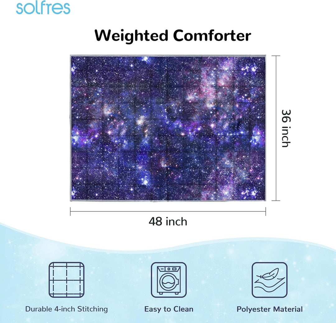 Solfres Gewichtsdecke für Kinder, 2,3 kg, 90 x 120cm, Minky-Druck, schwere Decke für Kinder und Juge