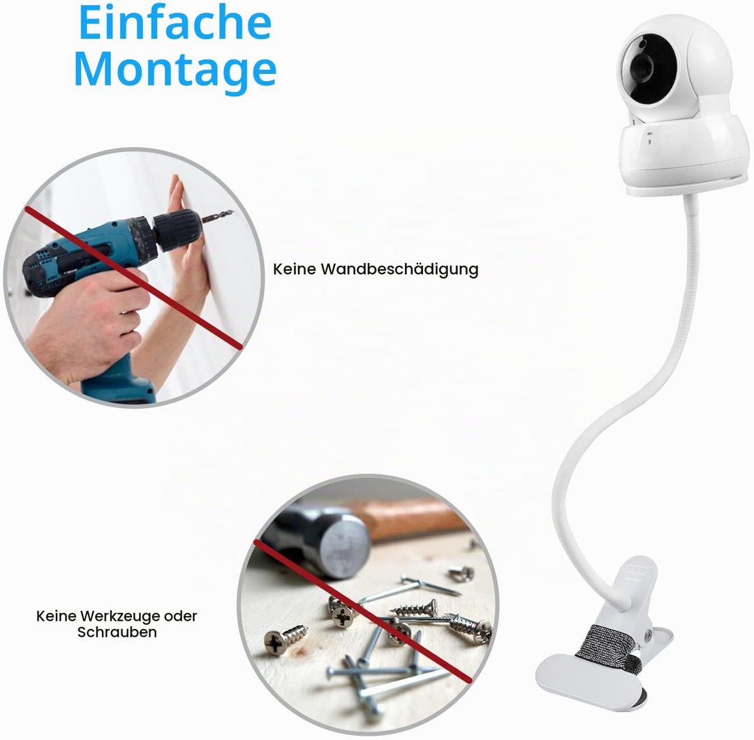 HOLACA Flexible Clip-Halterung kompatibel mit VTech VM923/924Babyphone ohne Werkzeug oder Wandbeschä