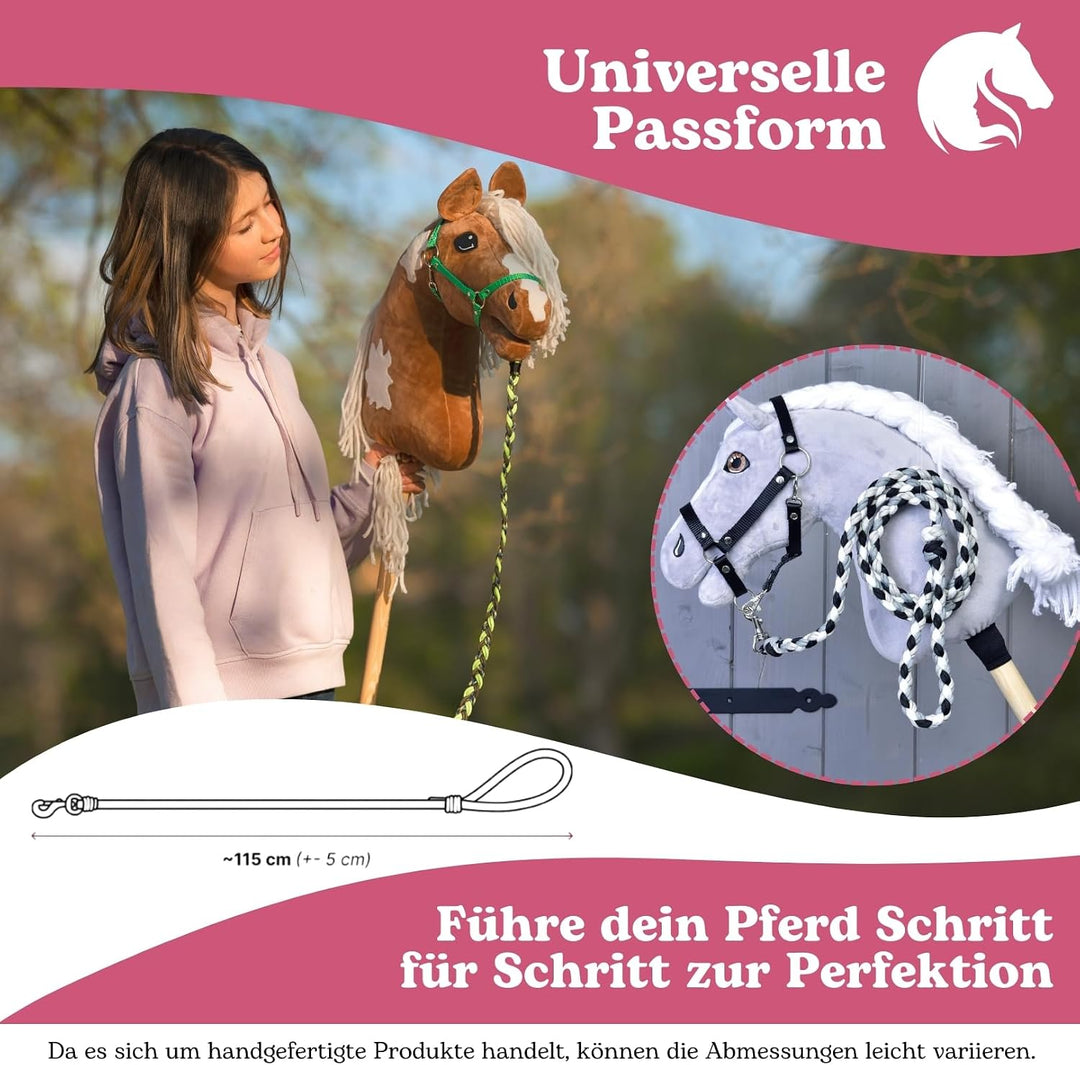 LarDen Hobby Horse Zubehör Führstrick | Gestrickter Rot/Weiss Strick | Leinen für Steckenpferd, Stoc