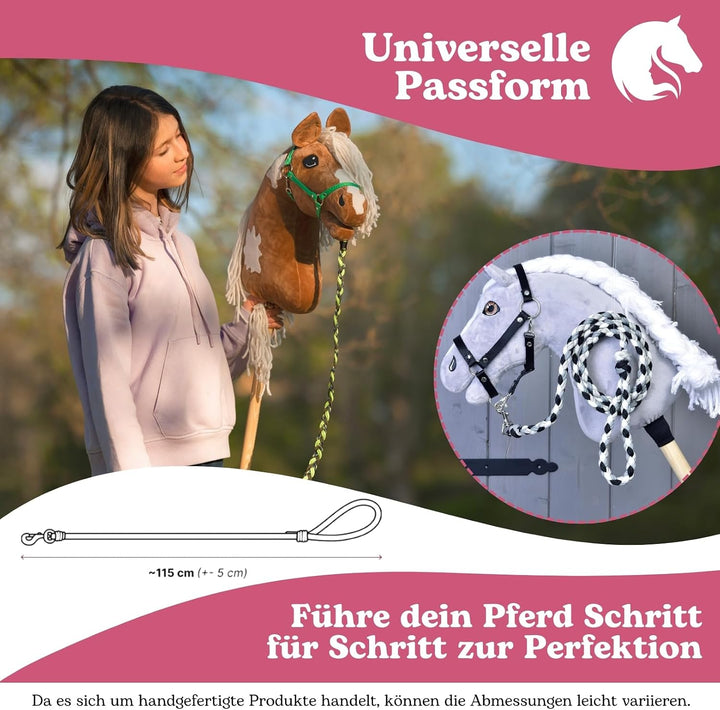 LarDen Hobby Horse Zubehör Führstrick | Gestrickter Rot/Weiss Strick | Leinen für Steckenpferd, Stoc
