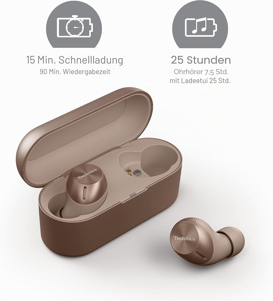 Technics EAH-AZ40E-N In-ear Kopfhörer Bluetooth, bequemer Kopfhörer mit integriertem Mikrofon, anpas