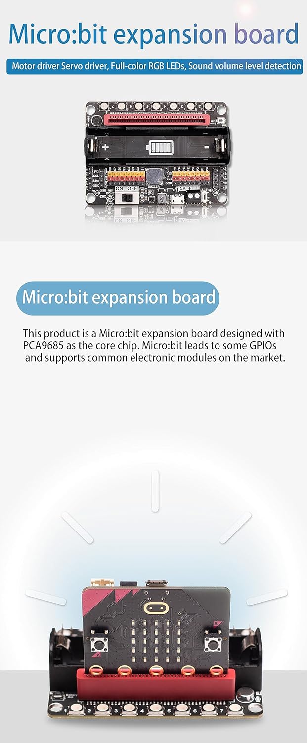 Xicoolee Roboter-Micro-Bit-Erweiterungsplatine für Micro: Bit nimmt PCA9685 Chip Integration Mehrkan