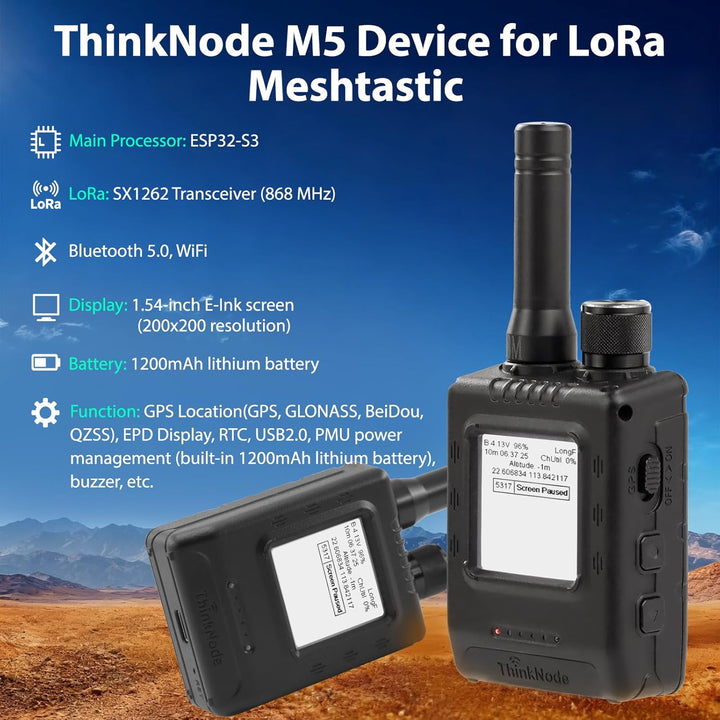 ELECROW LoRa Meshtastic Transceiver mit GPS und ESP32-S3 - ThinkNode M5 mit 1,54 Zoll EPD Bildschirm