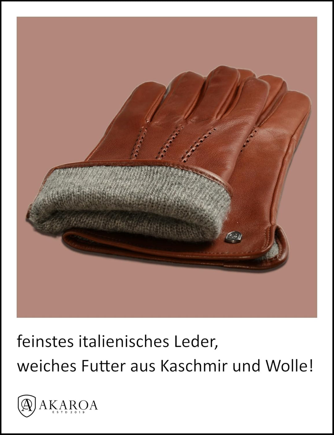 AKAROA ESTD 2019 Lederhandschuhe Damen ANN, Touchscreen Funktion, italienisches Leder, recyceltes St