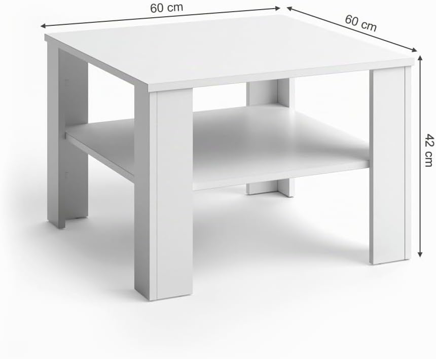 Vicco Couchtisch Homer, Weiss, 60 x 42 cm Weiss 60x42x60 cm, Weiss 60x42x60 cm