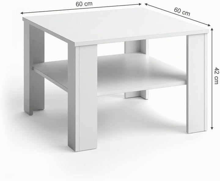 Vicco Couchtisch Homer, Weiss, 60 x 42 cm Weiss 60x42x60 cm, Weiss 60x42x60 cm