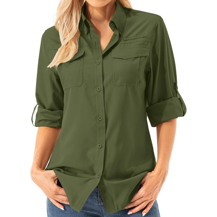 Asfixiado Damen Hemdbluse UV Shirt UPF 50+ Safari Kleidung Wanderbluse Damen Outdoor Cooling Quick D