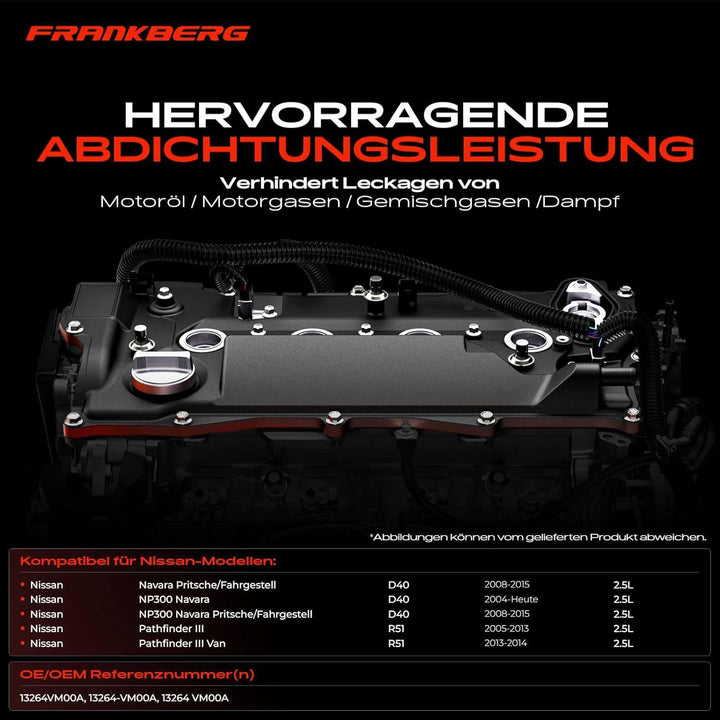 Frankberg Ventildeckel Zylinderkopfhaube Kompatibel mit NP300 Navara Pritsche/Fahrgestell D40 2.5L D