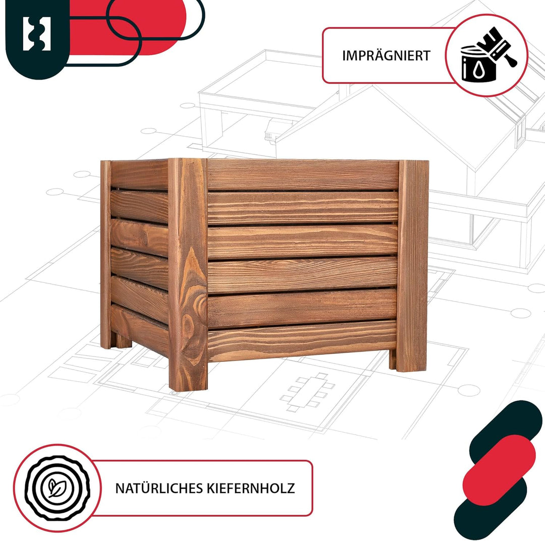 KOTARBAU® Blumenkasten - 38 x 38 x 30 cm - Pflanzkasten mit Vlies - Pflanzkübel gross aussen - Balko