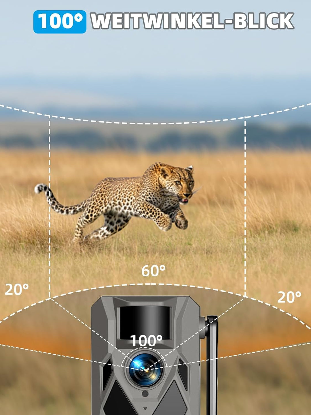 Wildkamera, 4G LTE Wildkamera mit Handyübertragung APP, 2,5K Wildtierkamera Solar mit SIM Karte, Bew