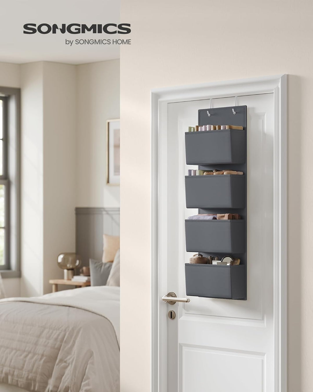 SONGMICS Hängeorganizer mit 4 Taschen, 2er Set Kleiderschrank-Organizer, Hängeaufbewahrung, Tür-Orga