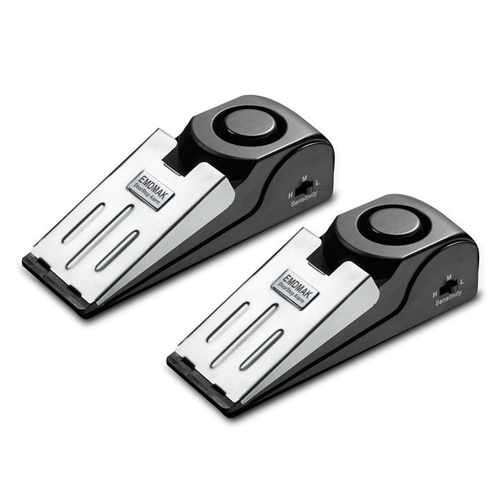 EMDMAK Türstopper-Alarm mit 120 dB Sirene, Türstopper für Zuhause und Reisen, Schwarz, 2 Stück Two p