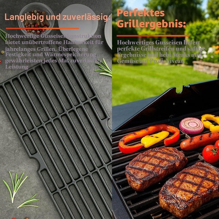 Denmay Gusseisen Grillrost 43 x 21 cm für Charbroil, Enders Boston 3, Enders Monroe 3 Pro, Landmann