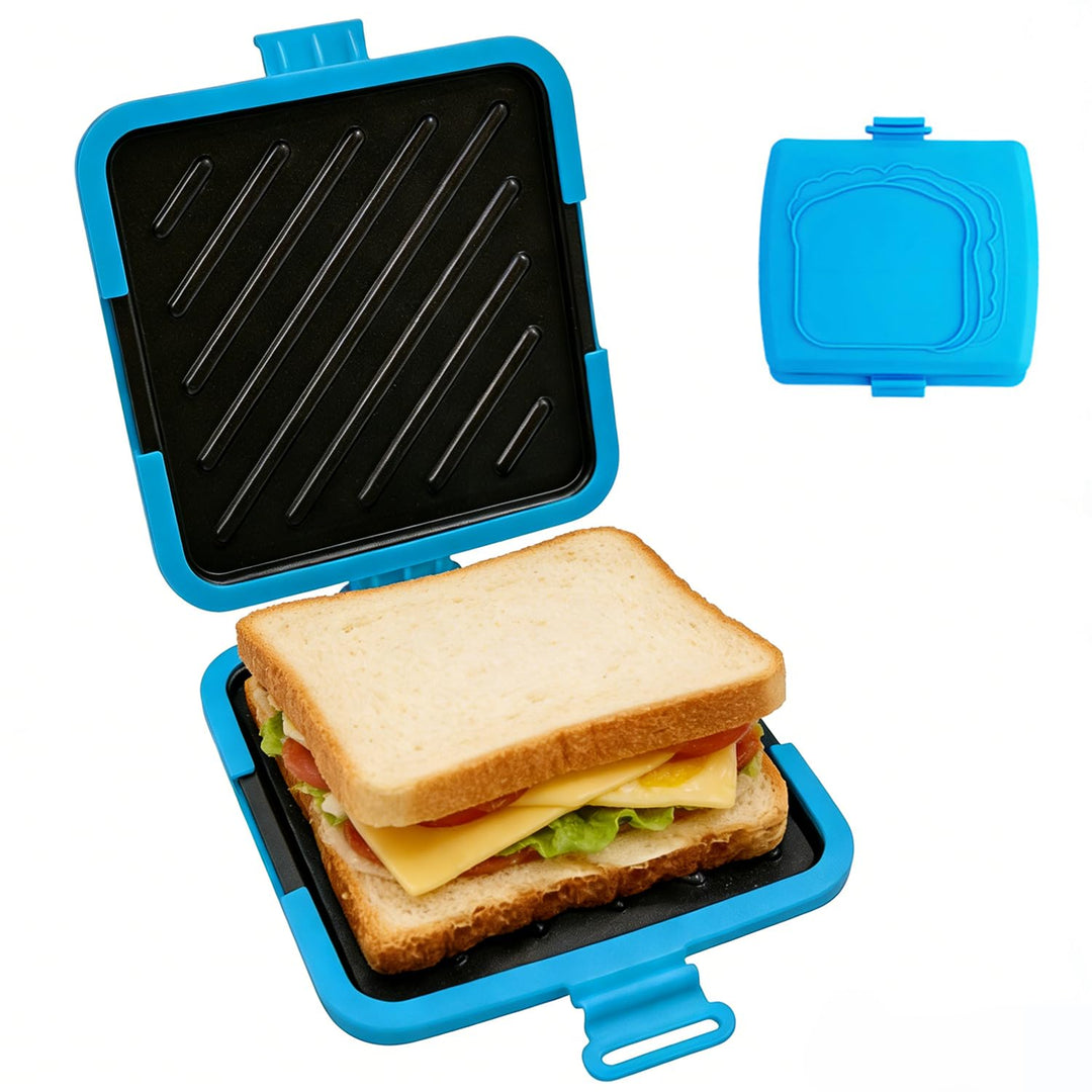 Sandwichmaker Mikrowellen, Silikon Sandwichtoaster 16 x 16 cm, Kontaktgrill Abnehmbare Platten und S