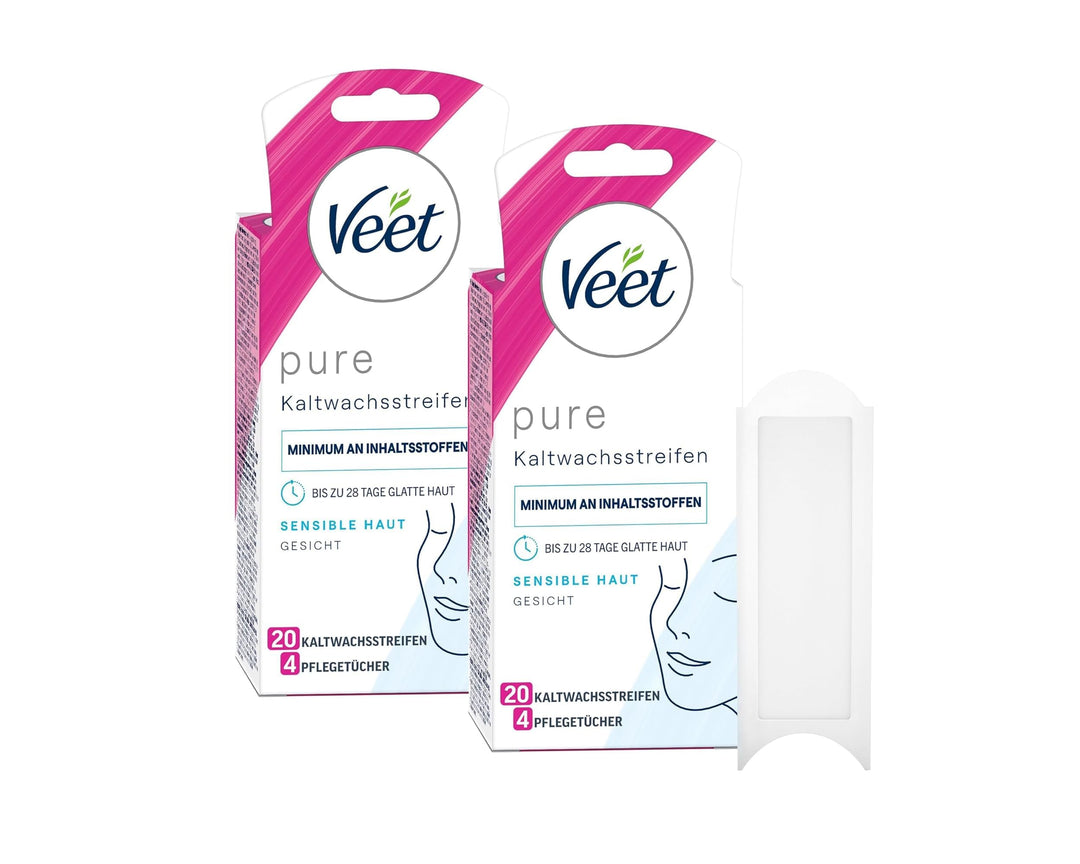 Veet Kaltwachsstreifen mit Easy-Gelwax Technology – Für das Gesicht – Geeignet für sensible Haut – B