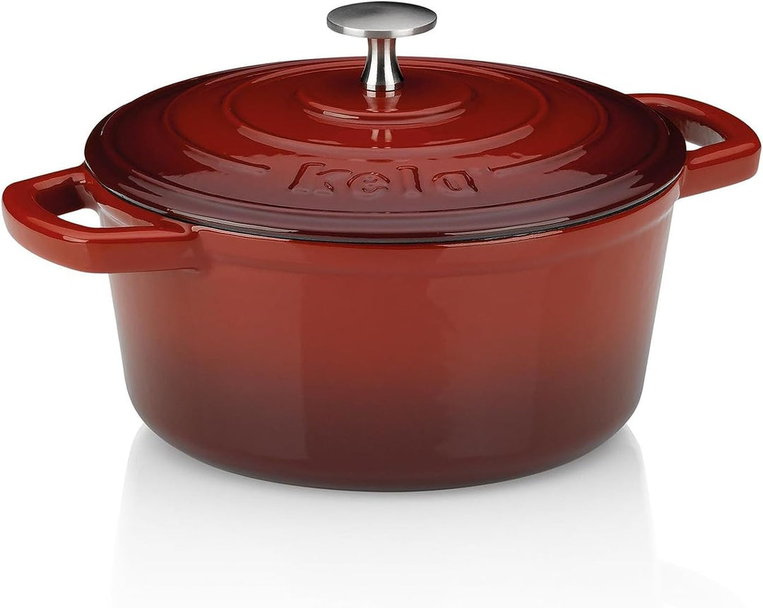 Kela Bräter Calido Gusseisen rot Rund 10cm 21cmØ 2,5l, 21 cm, Rot