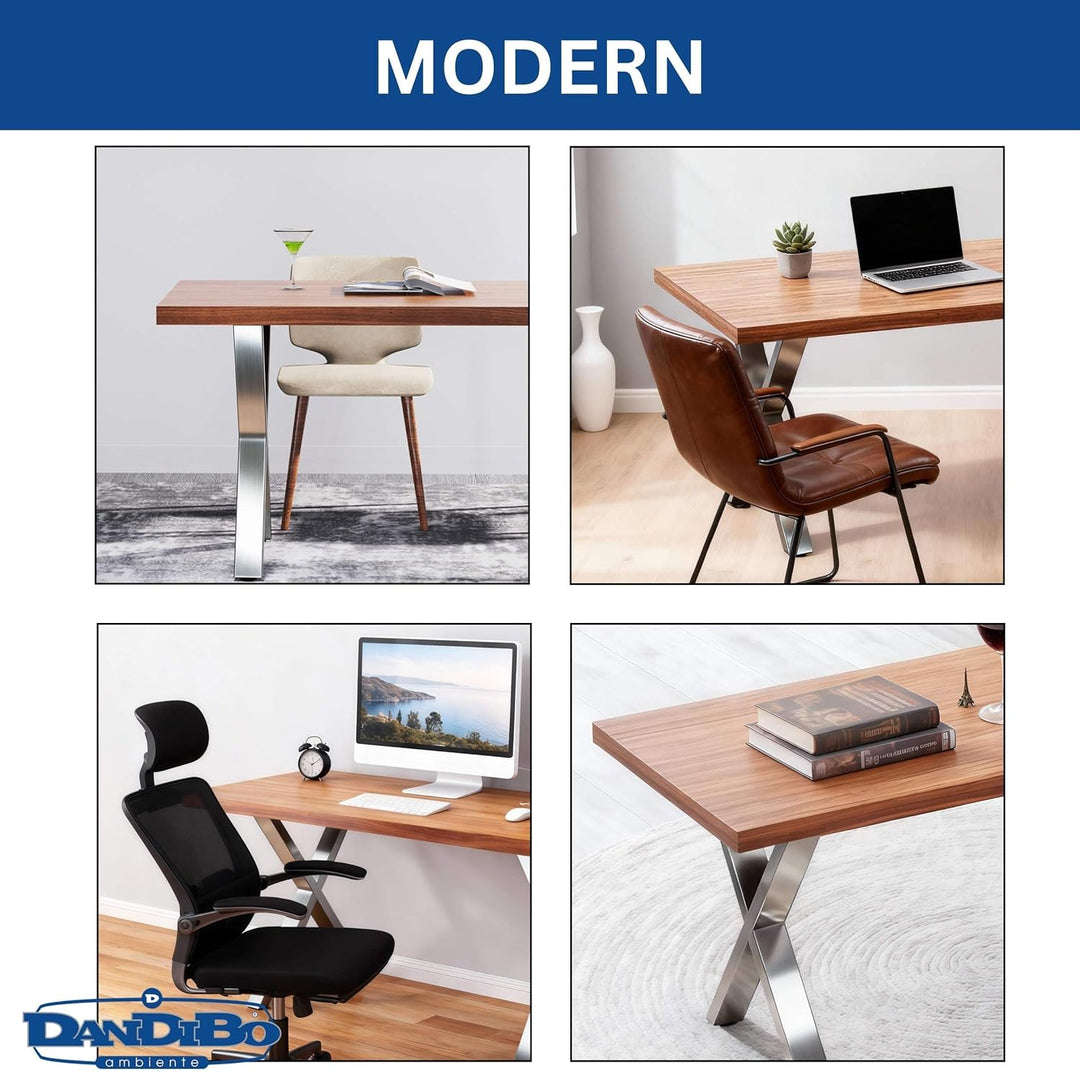DanDiBo 2X Tischbeine Edelstahl 72 x 60 cm Tischgestell Höhenverstellbar 96676 Tischfüsse Möbelfüsse