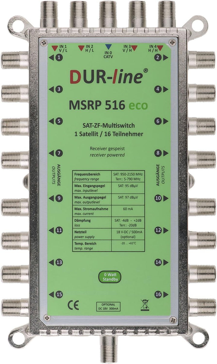 DUR-line MSRP 5/16 eco - Multischalter für 16 Teilnehmer - Geringe Stromaufnahme - 0 Watt Standby Mu