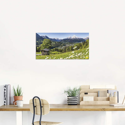 ARTland Wandbild Alu Verbundplatte für Innen & Outdoor Bild 60x30 cm Alpen Landschaft Berge Wald Geb