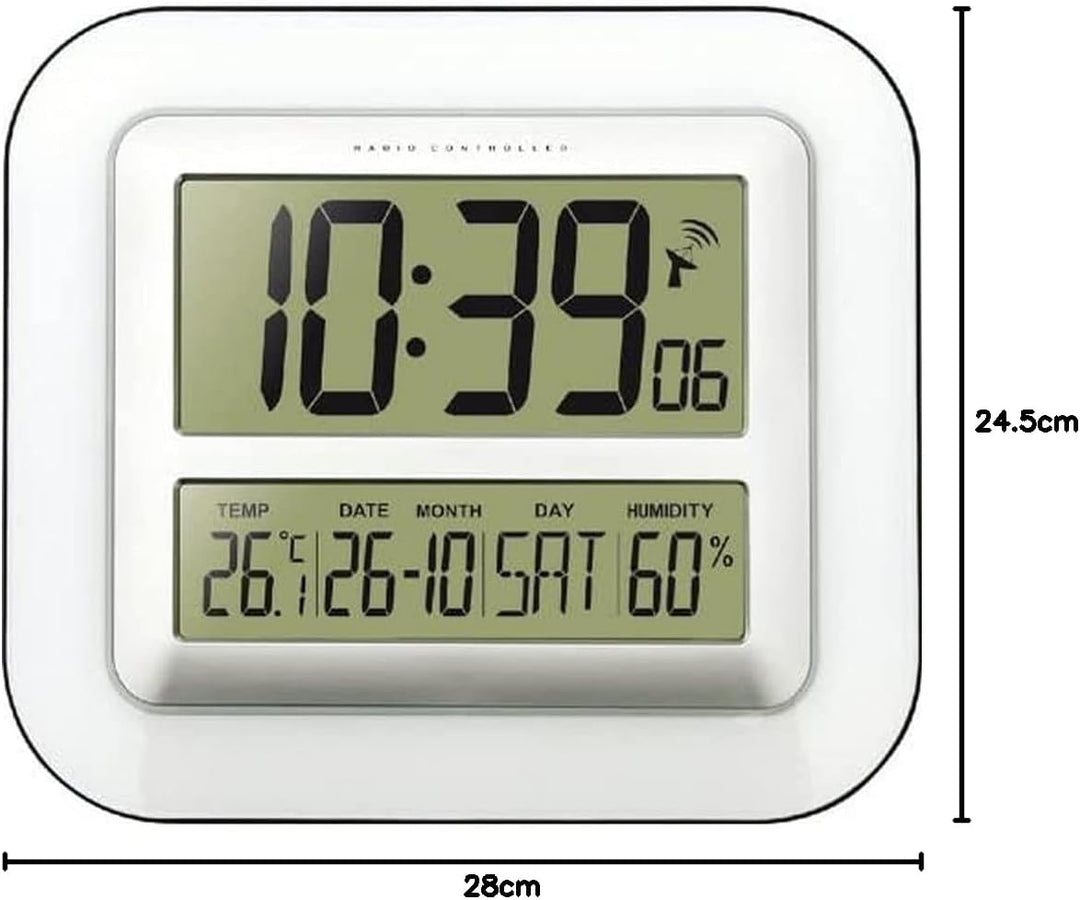 Technoline digitale Funk-Wanduhr WS 8006, Grösse: 280 x 32 x 245 mm, Weiss