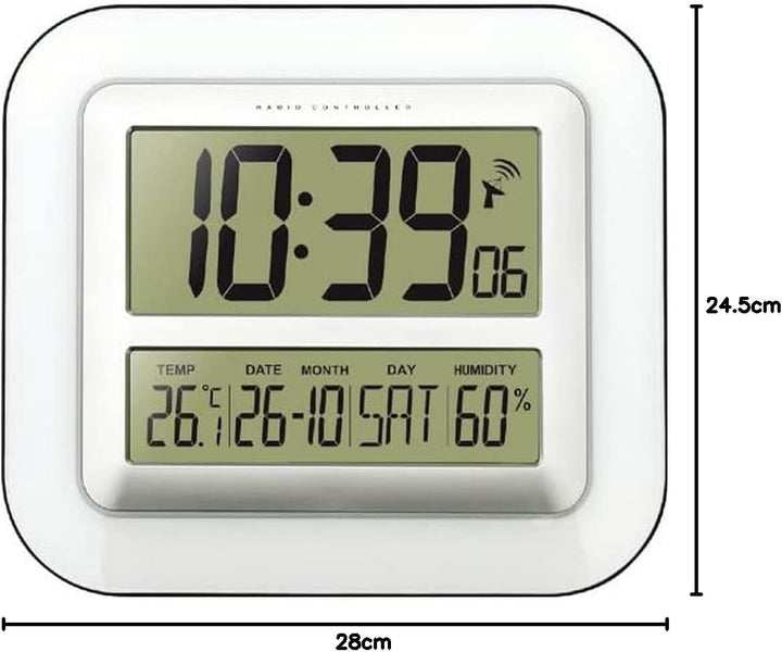 Technoline digitale Funk-Wanduhr WS 8006, Grösse: 280 x 32 x 245 mm, Weiss